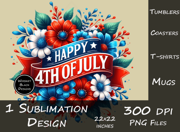 4th of July Floral Banner Graphic: A Designer's Asset