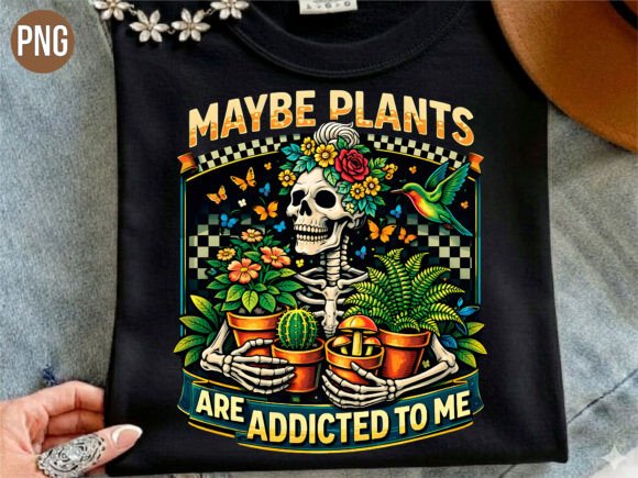 Embrace the Humor: The Funny Skeleton Plant Lady Graphic