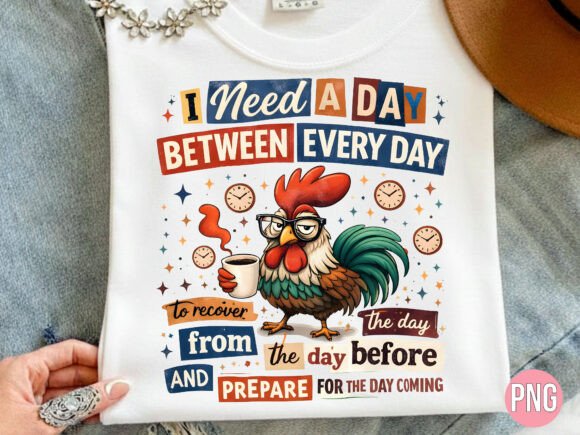 Funny Tired Rooster Coffee Graphic PNG