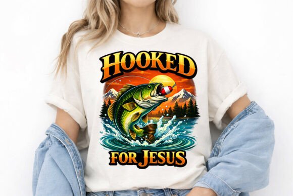 Hooked for Jesus PNG Graphic T-Shirt: A Faith-Based Design Asset