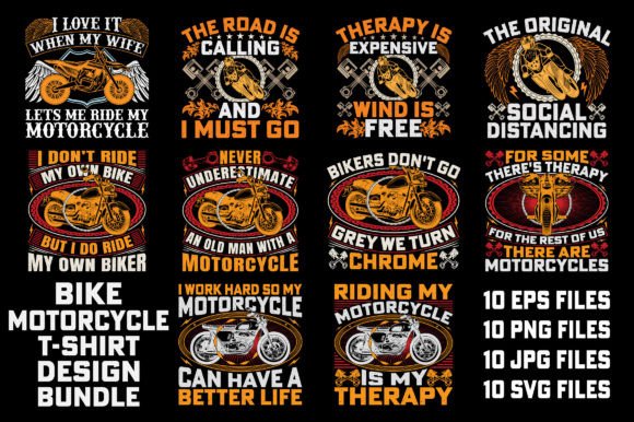 Motorcycle T-Shirt Design Bundle: Premium Graphics for Biker Brands