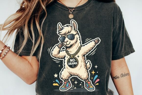 No Drama Dabbing Llama Graphic: Cool, Funny & Ready to Use