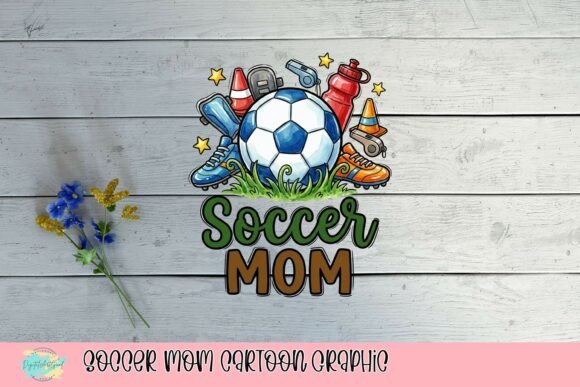 Soccer Mom Cartoon Graphic: A Vibrant Design Asset