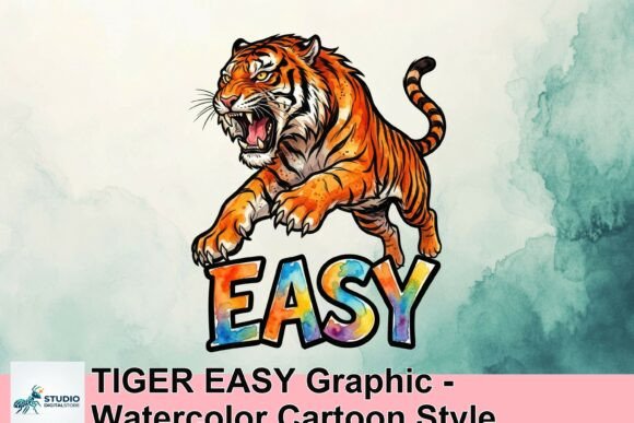 TIGER EASY Graphic: A Watercolor Cartoon Style