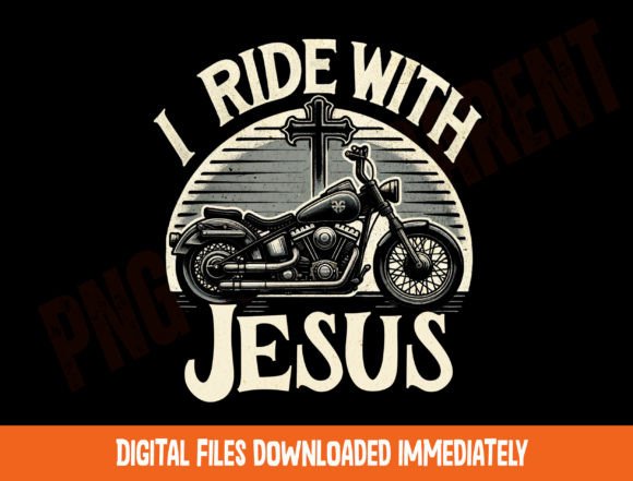 Vintage Motorbike Graphic PNG Digital: Faith, Chrome, and Timeless Style